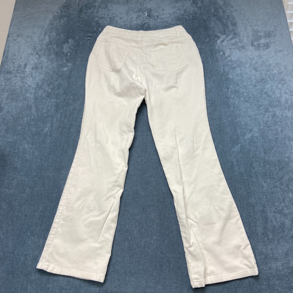 St. John's Bay Stretch Bootcut Corduroy Pants Womens 4 White Cotton Mid Rise - Picture 12 of 16